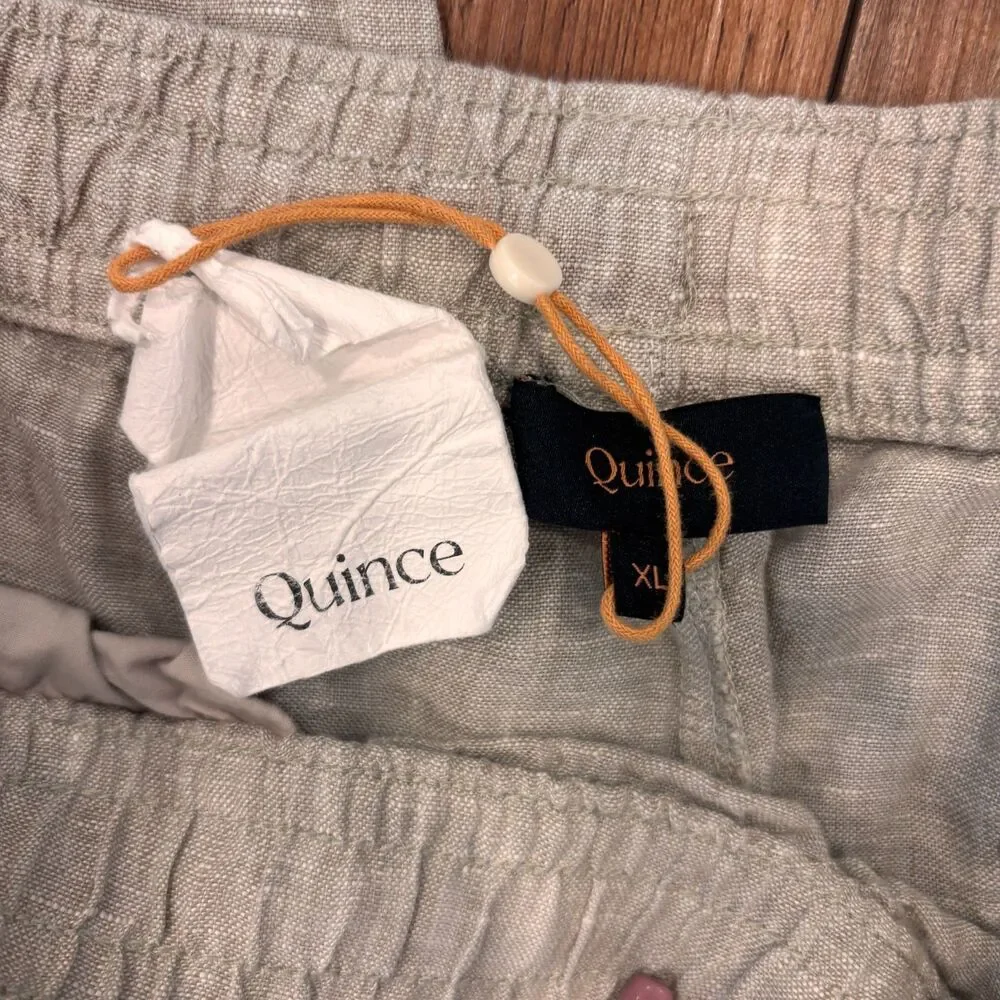NEW Quince XL Beige Flax 100% European Linen Drawstring Beach Pants Resortwear